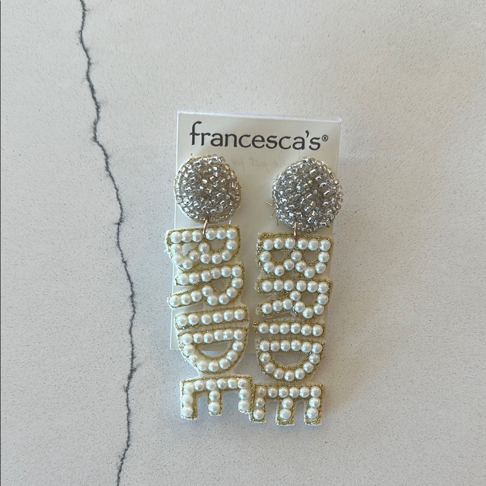 Francesca's Collections Silver and White Bride Earrings